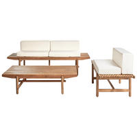LOUNGE-SET 3-Sitzer Heller Holzfarbton Giaveno - Hellbraun/Weiß, Holz - Beliani