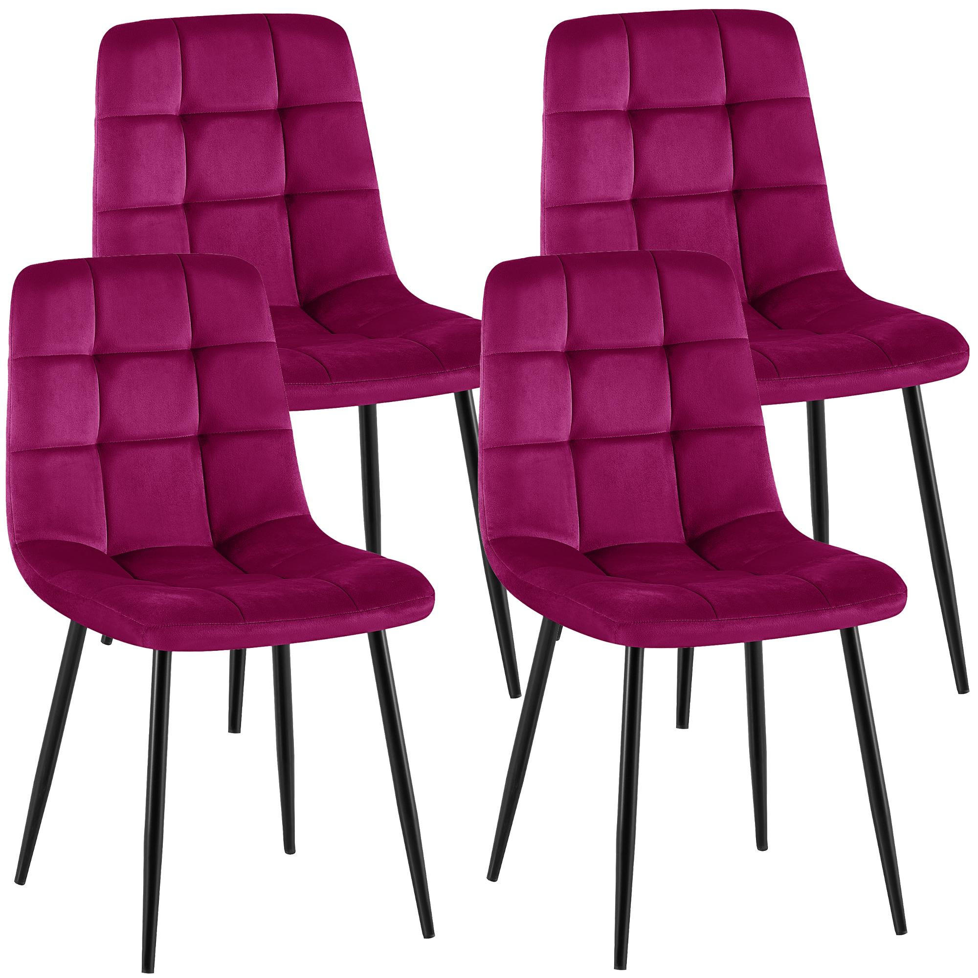 STUHL 4 Samt Lila - Lila/Schwarz, Textil/Metall (45/84/55cm) - CLP