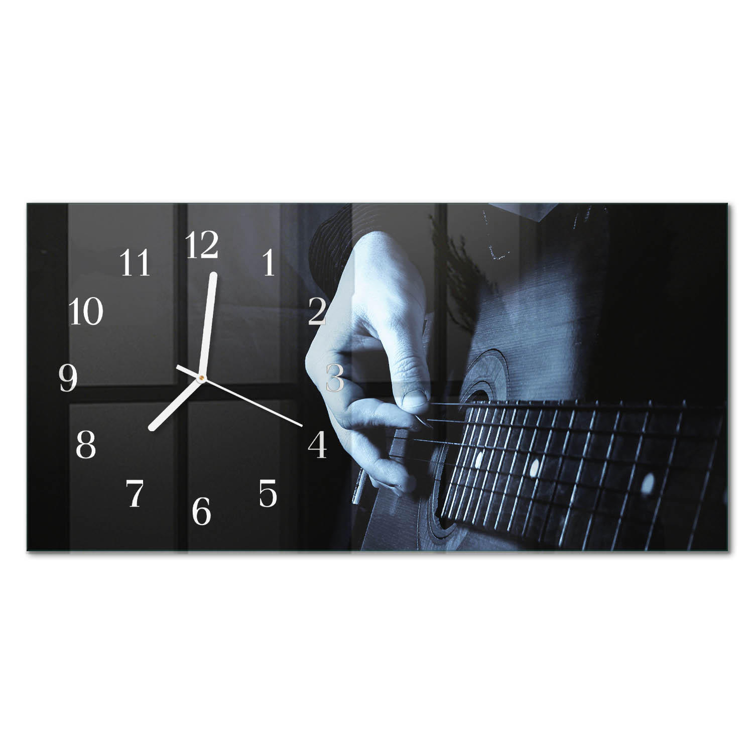 WANDUHR 60x30 cm - Abstrakte Linien - Schwarz, Glas (60/30/0.4cm) - TULUP
