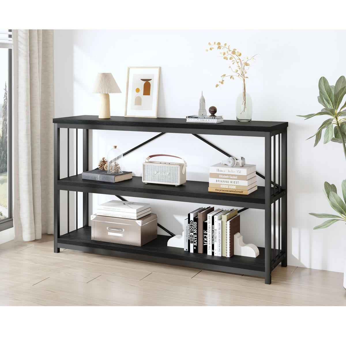 KONSOLENTISCH Metall Holz Industrial Design 120 x 34 x 74 cm - Schwarz, Holzwerkstoff/Metall (34/120/74cm) - Quality Elegance