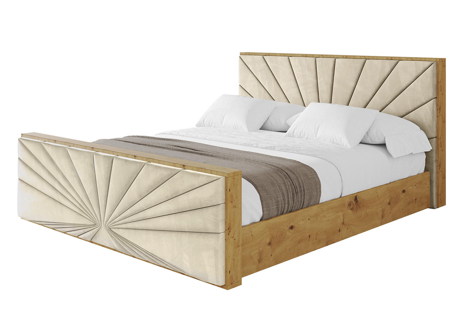 POLSTERBETT mit Bettkasten, Fußteil und Lattenrost, Boxbett mit Matratze H3/H4 - ENZO6-Z 140x200 Beige - Ecru, Holzwerkstoff/Textil (140/200cm) - ALTDECOR