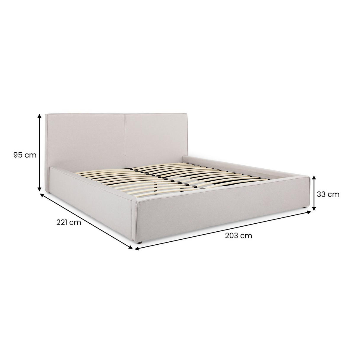 POLSTERBETT CALM 180x200 cm grau - Grau, Textil (180/200cm) - IDIMEX