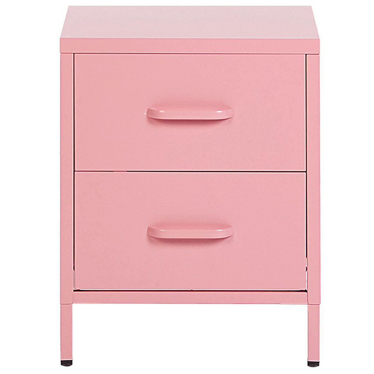 NACHTTISCH Stahl rosa matt 2 Schubladen Malavi - Pink, Metall (43/55/40cm) - Beliani