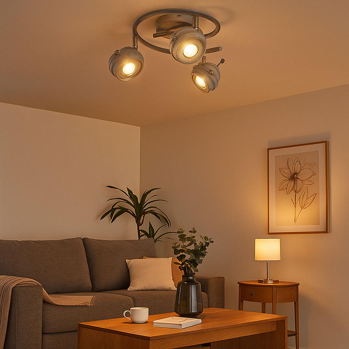 LED DECKENLEUCHTE Metall Grau Antik - Grau, Metall (34/34/16cm) - Globo Lighting