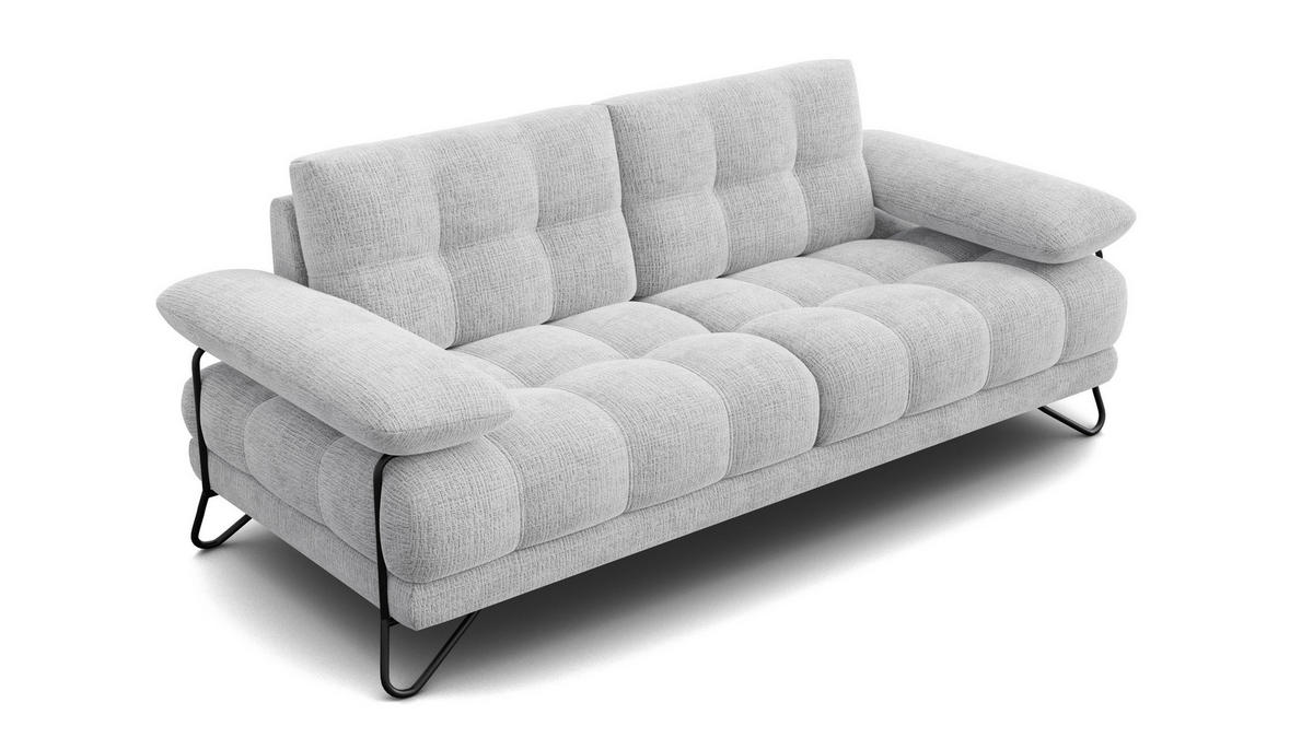 SOFA BUBBARA 2,5-Sitzer, hellgrau - Hellgrau/Schwarz, Holz/Textil (215/87/96cm) - Courtois Laville