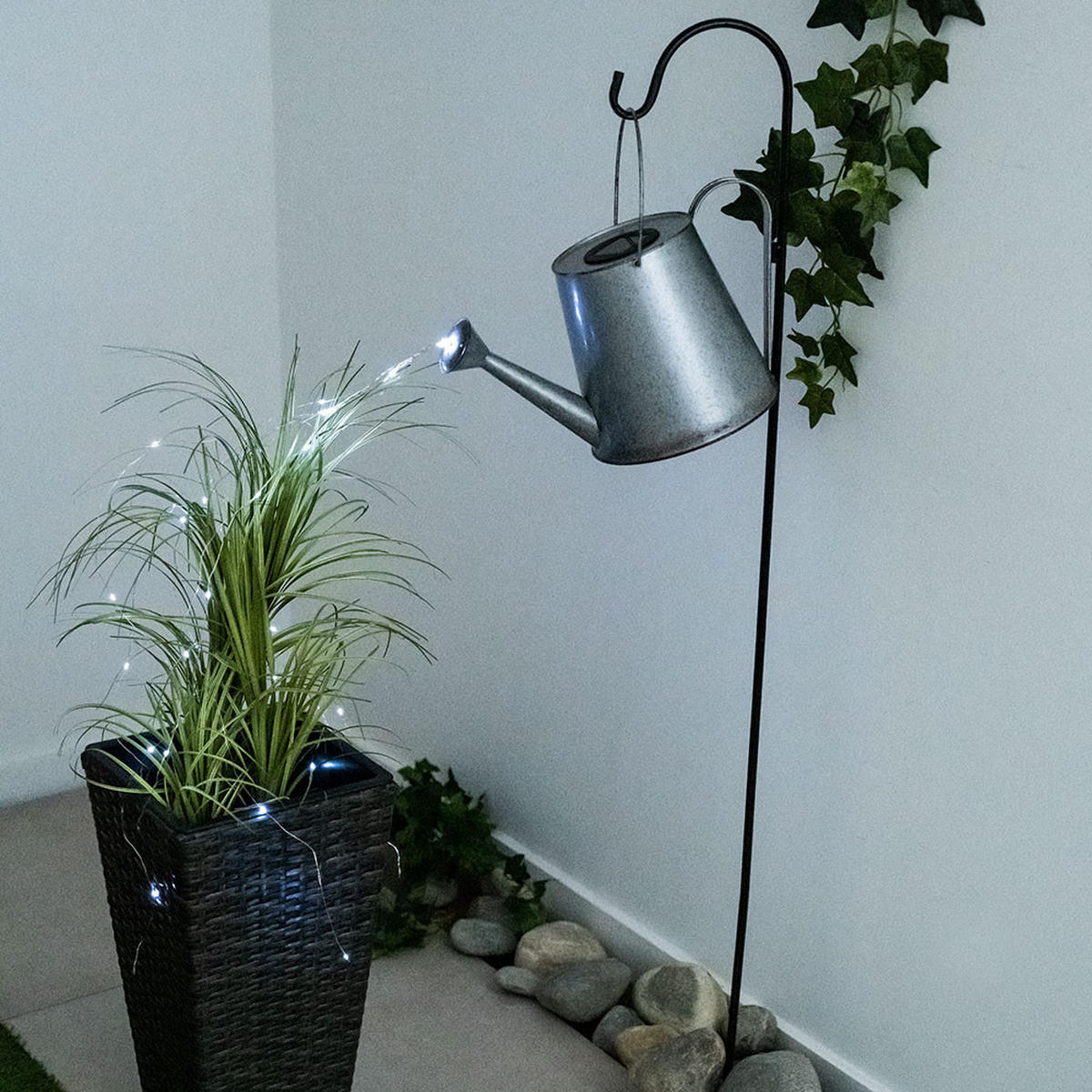 LED AUSSENLEUCHTE Gießkanne Silber - Silberfarben, Metall (38/20.5/130cm)