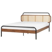 BETT mit Lattenrost 180/200 cm Dunkelbraun Boussicourt - Dunkelbraun/Schwarz, Holz (180/200cm) - Beliani
