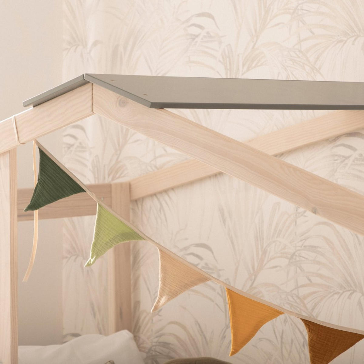 KINDERBETT Lior Natürlich 197 cm x 147 cm - Blaugrau/Naturfarben, Holzwerkstoff