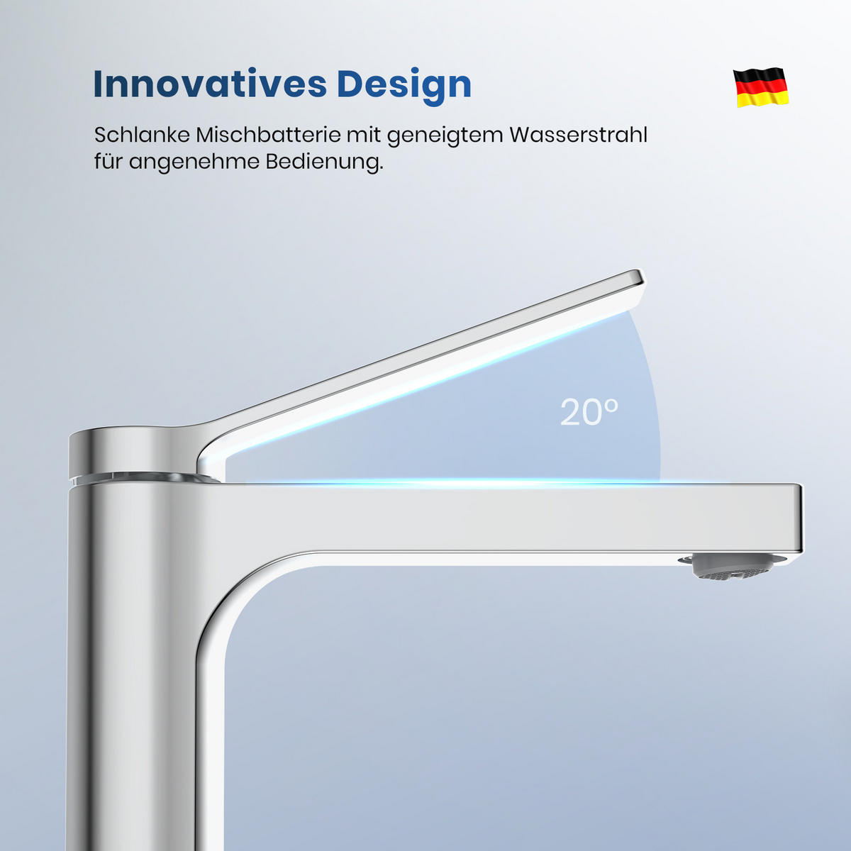 WASCHTISCHARMATUR mit Spulen-Zertifiziertem Filterelement Verchromt - Chromfarben, Metall (17.3/4.6/19.5cm) - EMKE