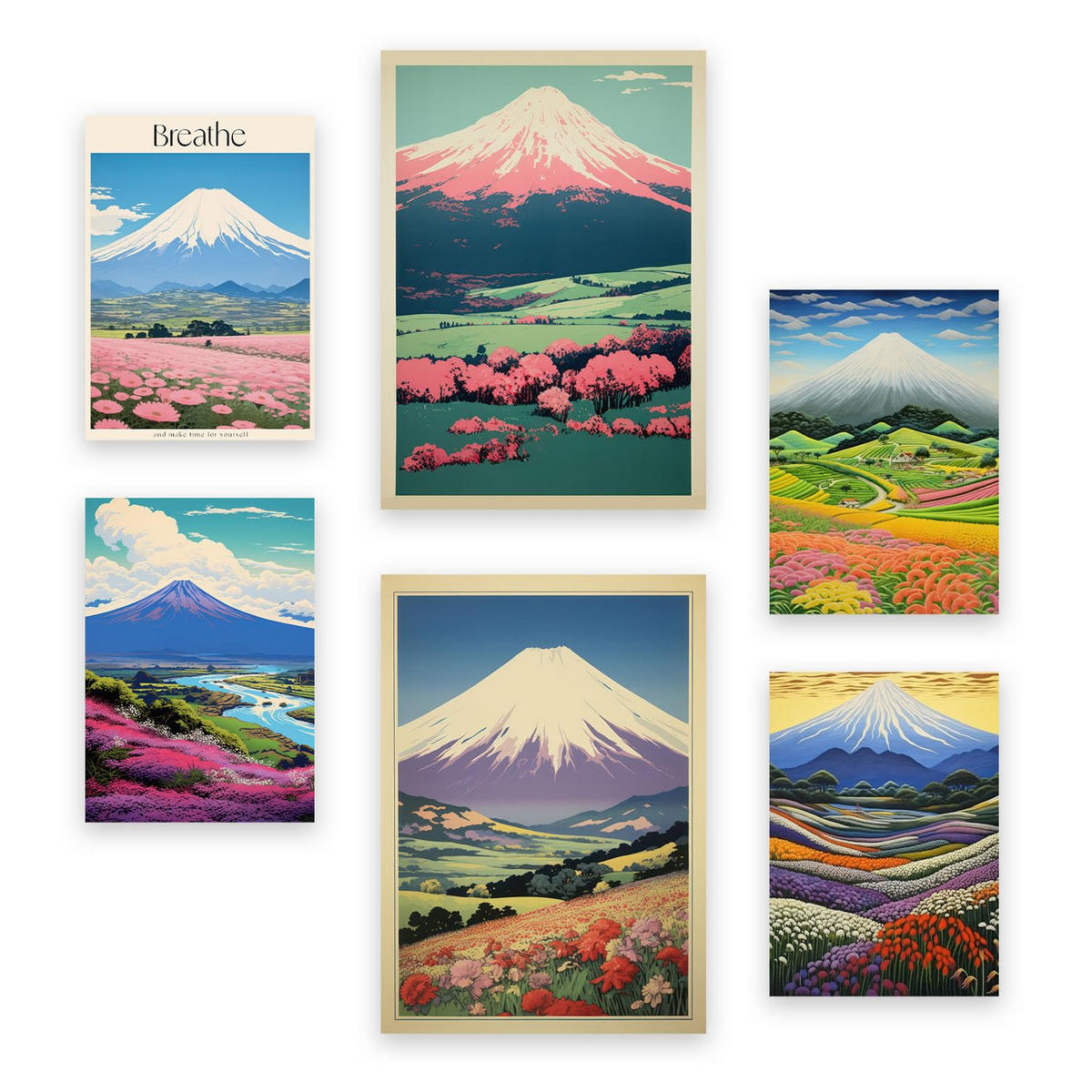 POSTER Set Mit 6 Massiver Berg In Vielseitiger Stil A3 & A4 Rahmenlos - Klar, Papier (29/3cm) - Nacnic