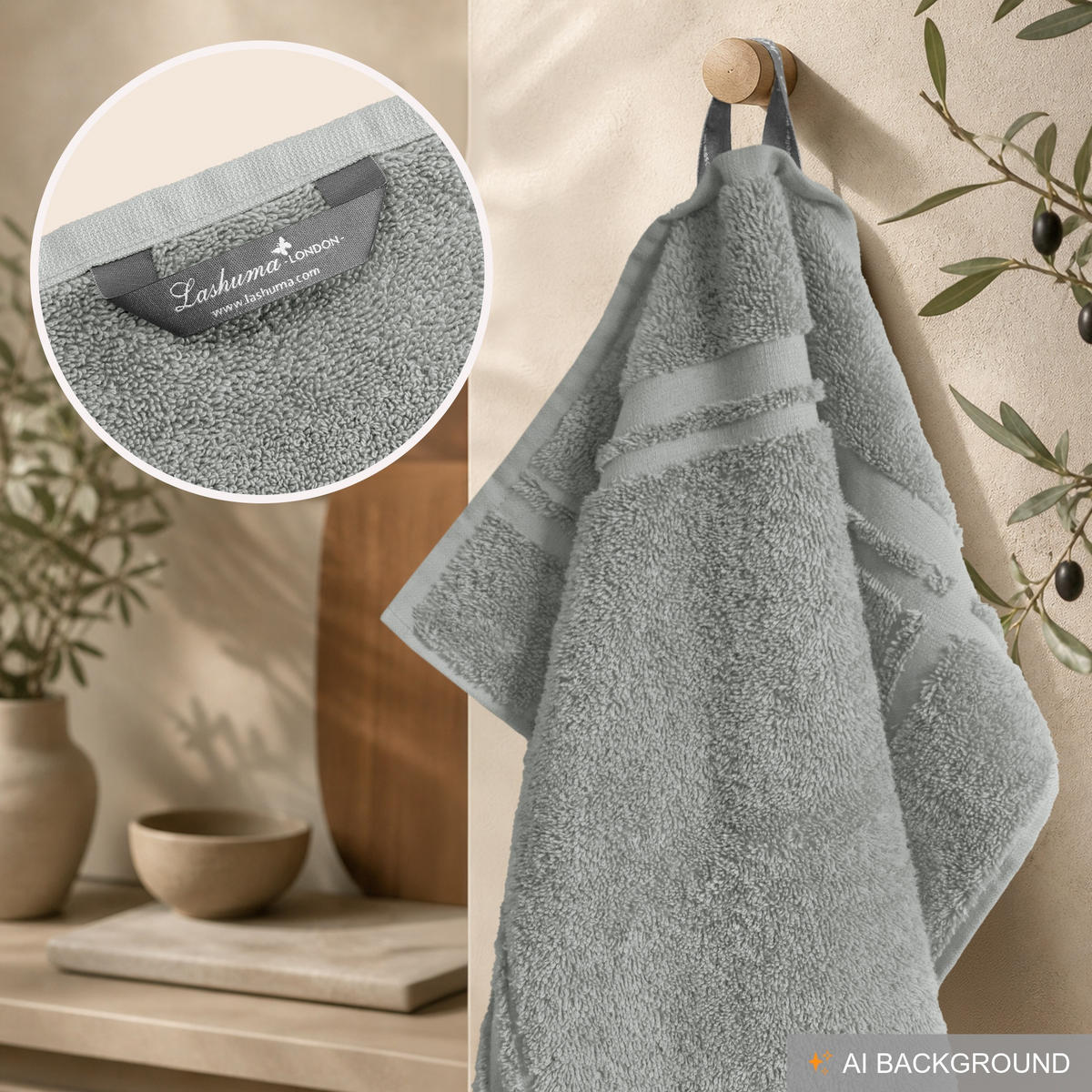 FROTTEE Küchenhandtücher 50x50 cm, 4er Set, Stein Grau - Grau, Textil (50/50cm) - Lashuma