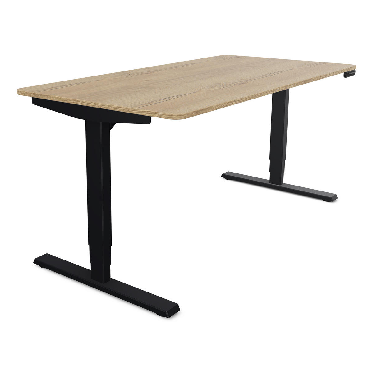 SCHREIBTISCH Elektrisch höhenverstellbarer Schreibtisch Y-Line Curved Eiche Natura Schwarz 180/80/62-127cm - Schwarz/Eiche Artisan, Holzwerkstoff/Metall (80/180/127cm) - ASSMANN