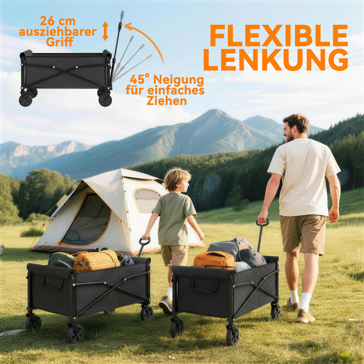 GARTENWAGEN DE-10544 Schwarz - Schwarz, Metall (47.5/92/78cm) - ComfortXL