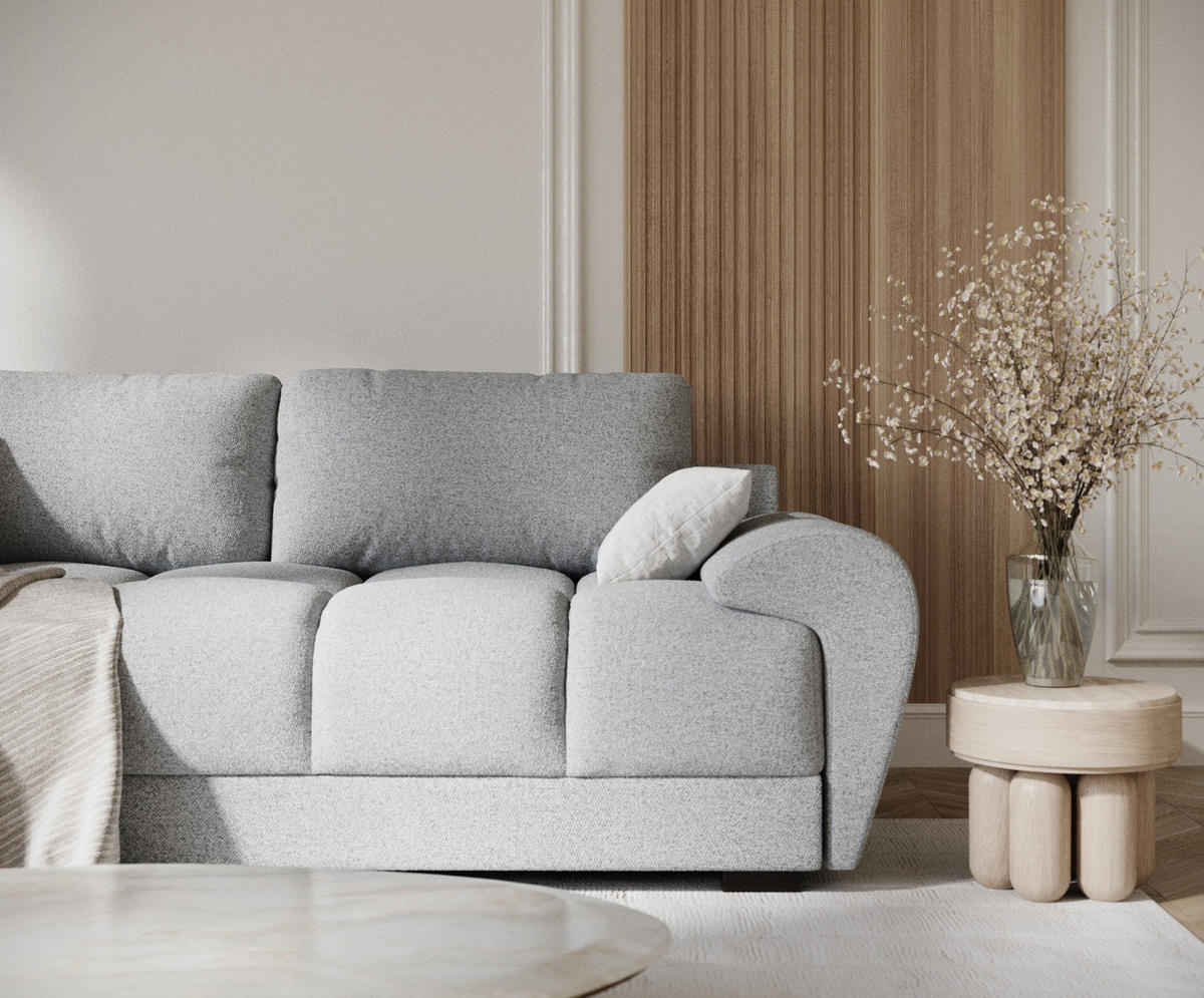 3-SITZER SOFA Peebles Hellgrau Webstoff - Hellgrau/Schwarz, Holz/Holzwerkstoff (244/90/101cm) - Maison de Reve
