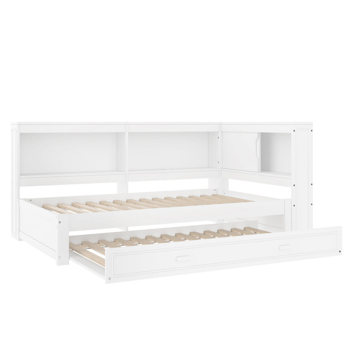 TAGESBETT mit Ausziehbett 90x200 cm Weiß - Weiß, Holz (90/200cm) - Meubliv