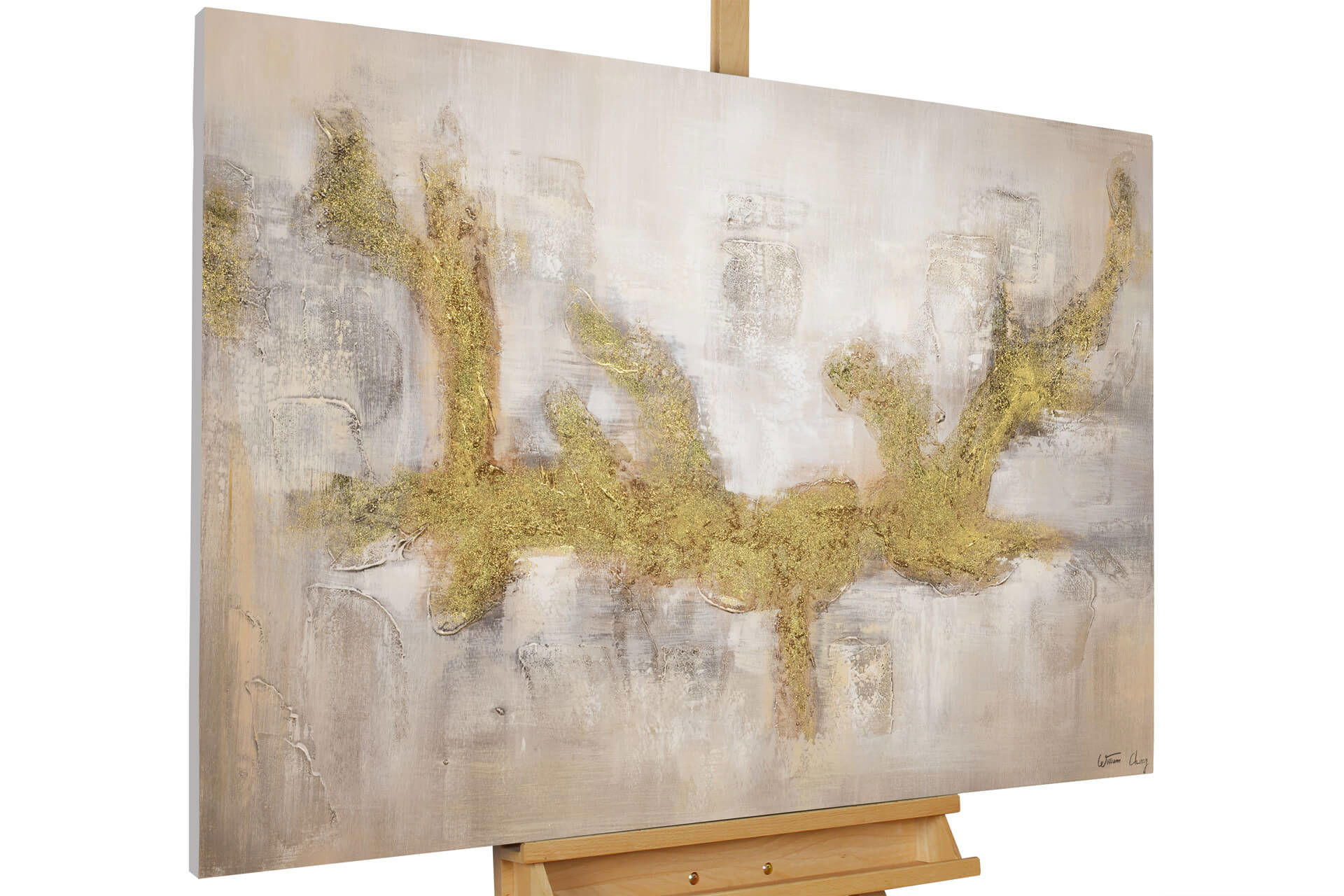 ACRYLBILD HANDGEMALT 120/80 cm - Goldfarben, Holz/Textil (120/80cm) - KUNSTLOFT