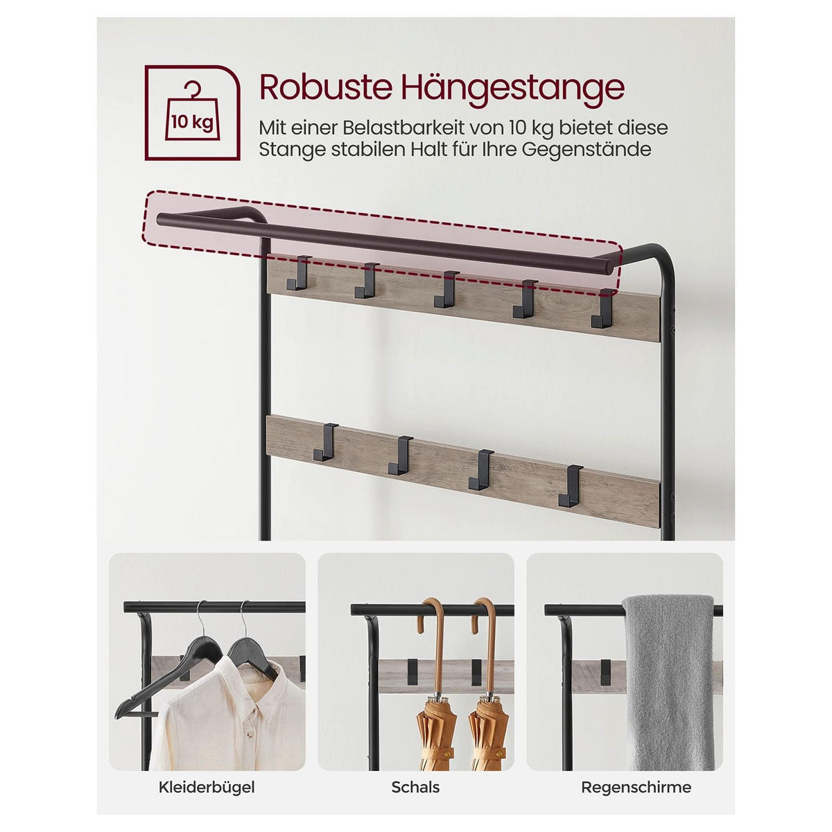 GARDEROBENSTÄNDER Helsinki - Weiß, Holzwerkstoff (70/175/32cm) - Hansiro