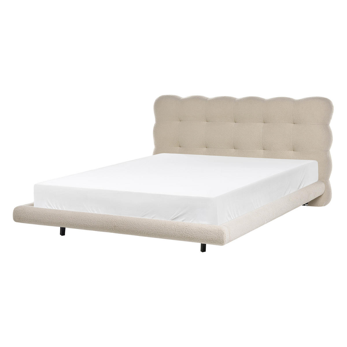 BETT mit Lattenrost 140/200 Bouclé Beige Soulisse - Beige/Schwarz, Textil (140/200cm) - Beliani