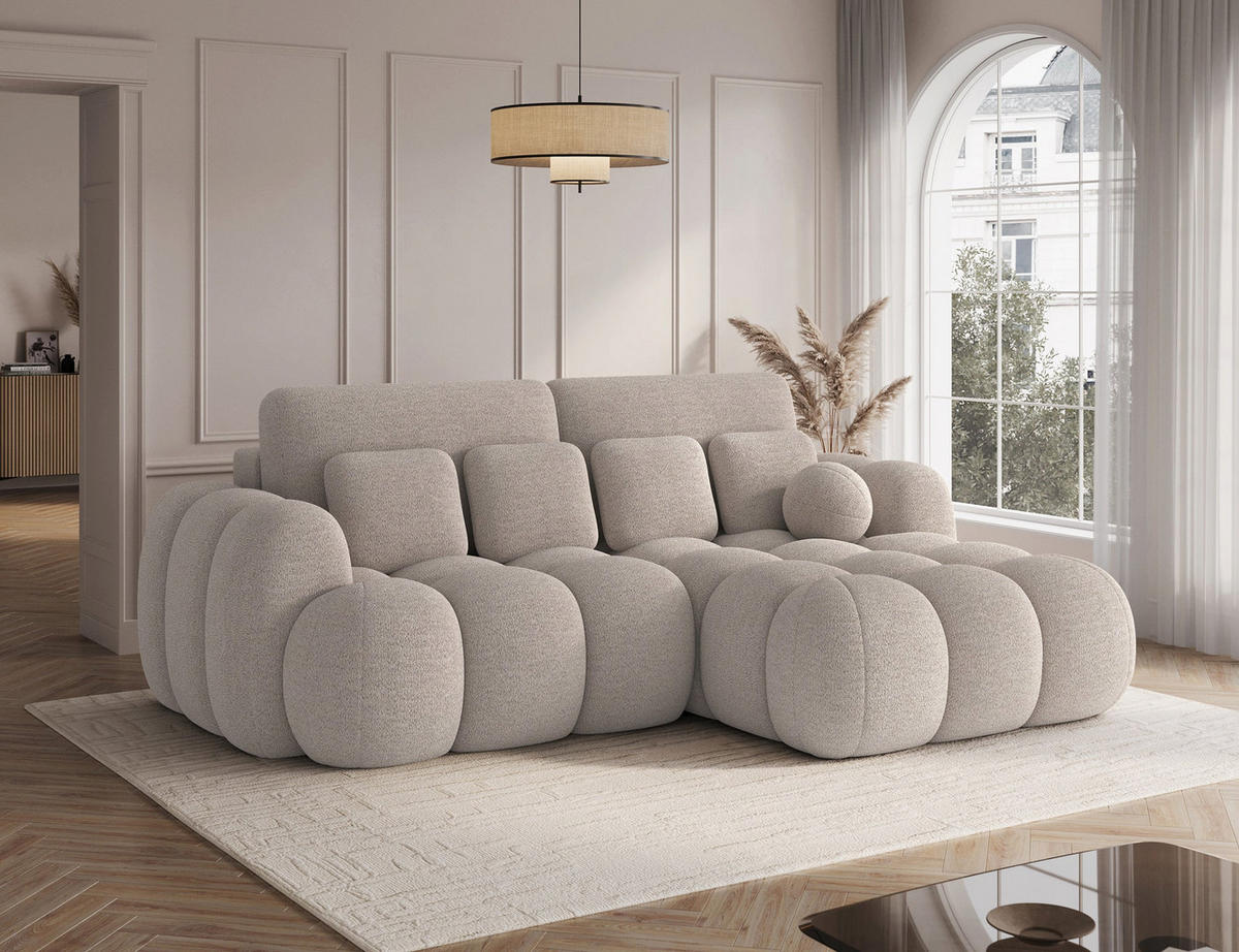 ECKSOFA COVELION L-Form – Schlaffunktion, Bettkasten, Wellenfederung, HR-Kaltschaum, inkl. Kissen, moderner Wohnkomfort - Creme, Kunststoff (167/260cm) - Wohnideebilder