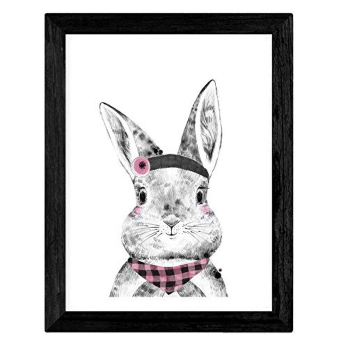 POSTER Set mit 4 „Tieren mit Rosa und Blau Zubehör“ A3 Schwarzer Rahmen - Schwarz, Papier (29.7/3cm) - Nacnic