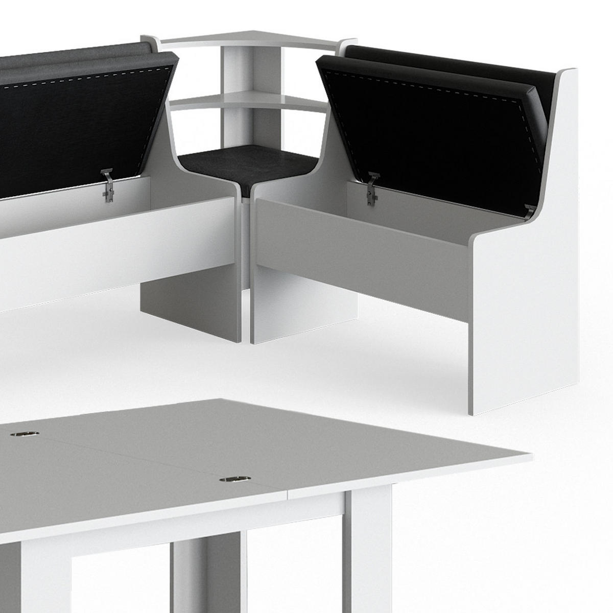 ECKBANKGRUPPE Roman Weiß 210 x 41.5 cm mit Tisch - Anthrazit/Weiß, Holzwerkstoff (210/80/120cm) - Vicco