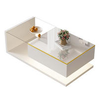 KONFERENČNÍ stolek 100/50/32,5 cm bílý s LED a skleněnou deskou - bílá, kompozitní dřevo (100/50/32.5cm) - BEAOK