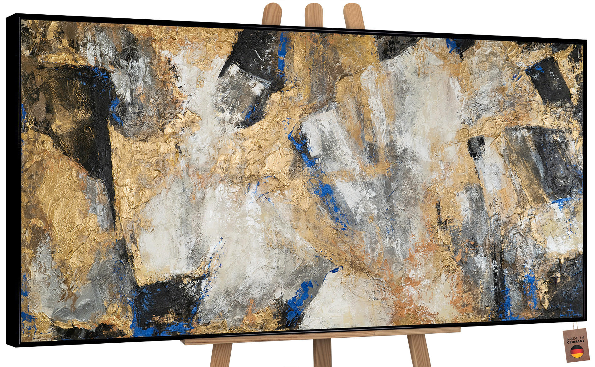 YS-art gallery Gemälde Schwarz 120x60 cm