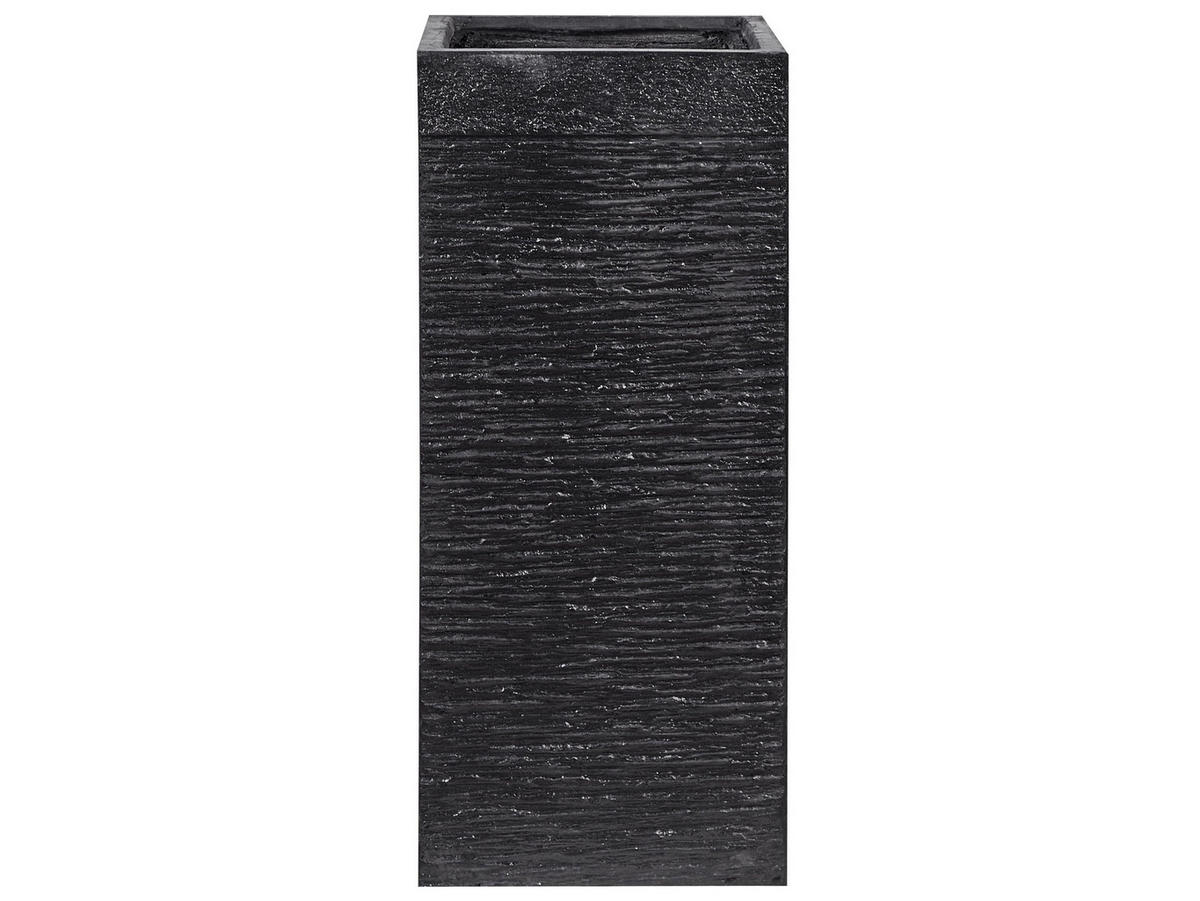 BLUMENTOPF schwarz quadratisch 26/26/60 cm Dion - Schwarz, Naturmaterialen (60cm) - Beliani