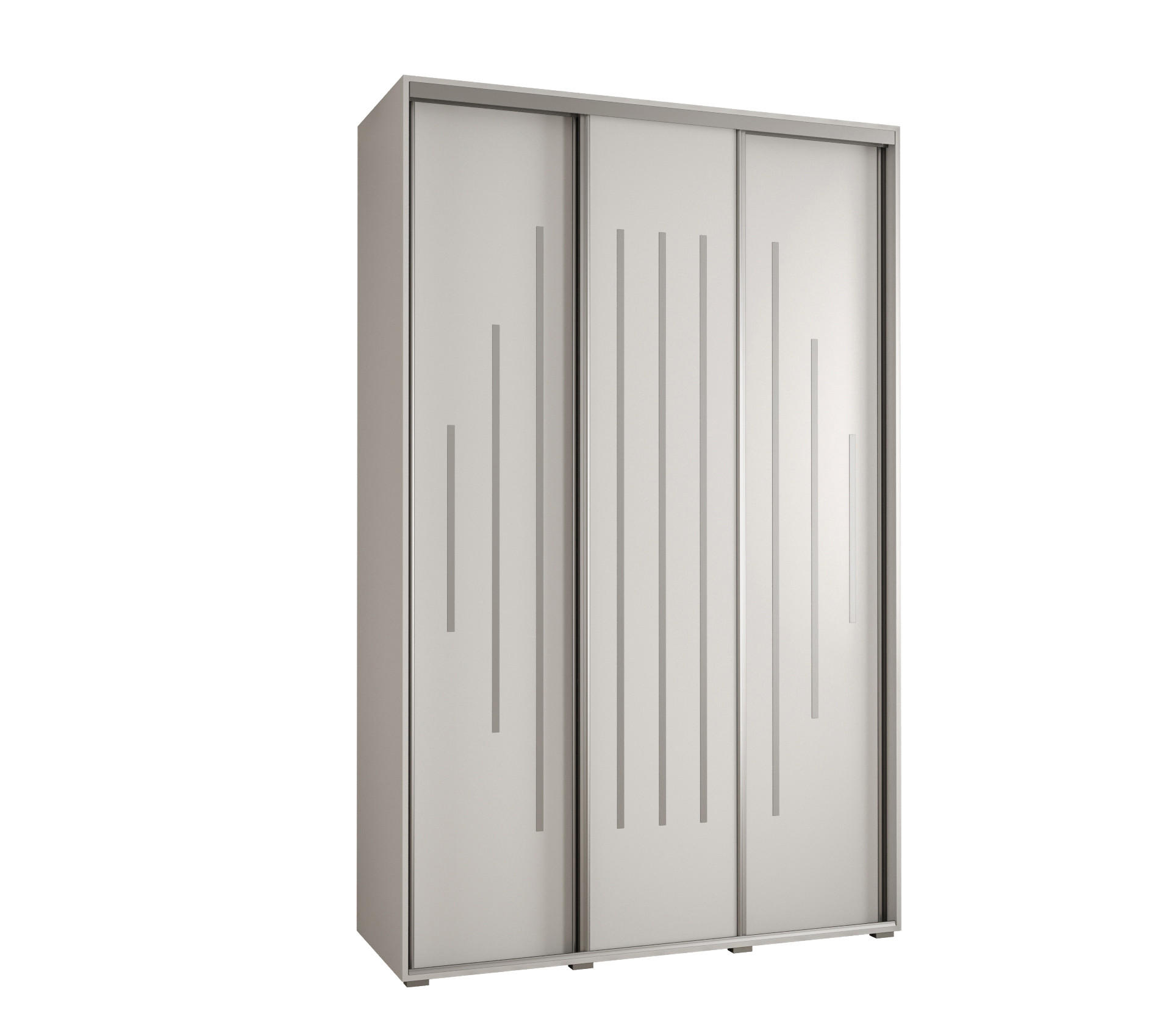 Abiks Möbel Schwebetürenschrank Weiß, Weiß, Silber 150x235x45 cm