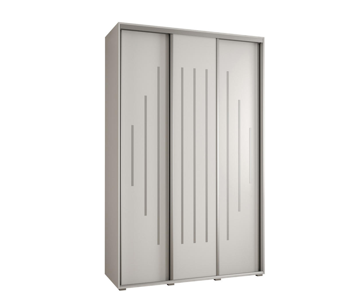 SCHWEBETÜRENSCHRANK 235,2/150/45 3-türig - Silberfarben/Weiß, Holz/Metall (150/235/45cm) - Abiks Möbel