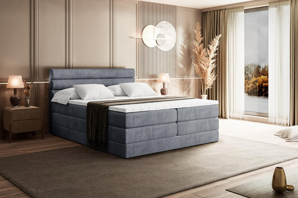 BOXSPRINGBETT CELESTIA KING - 120x200 - H3/H4 - Grau - Grau, Holzwerkstoff (120/200cm) - ALTDECOR