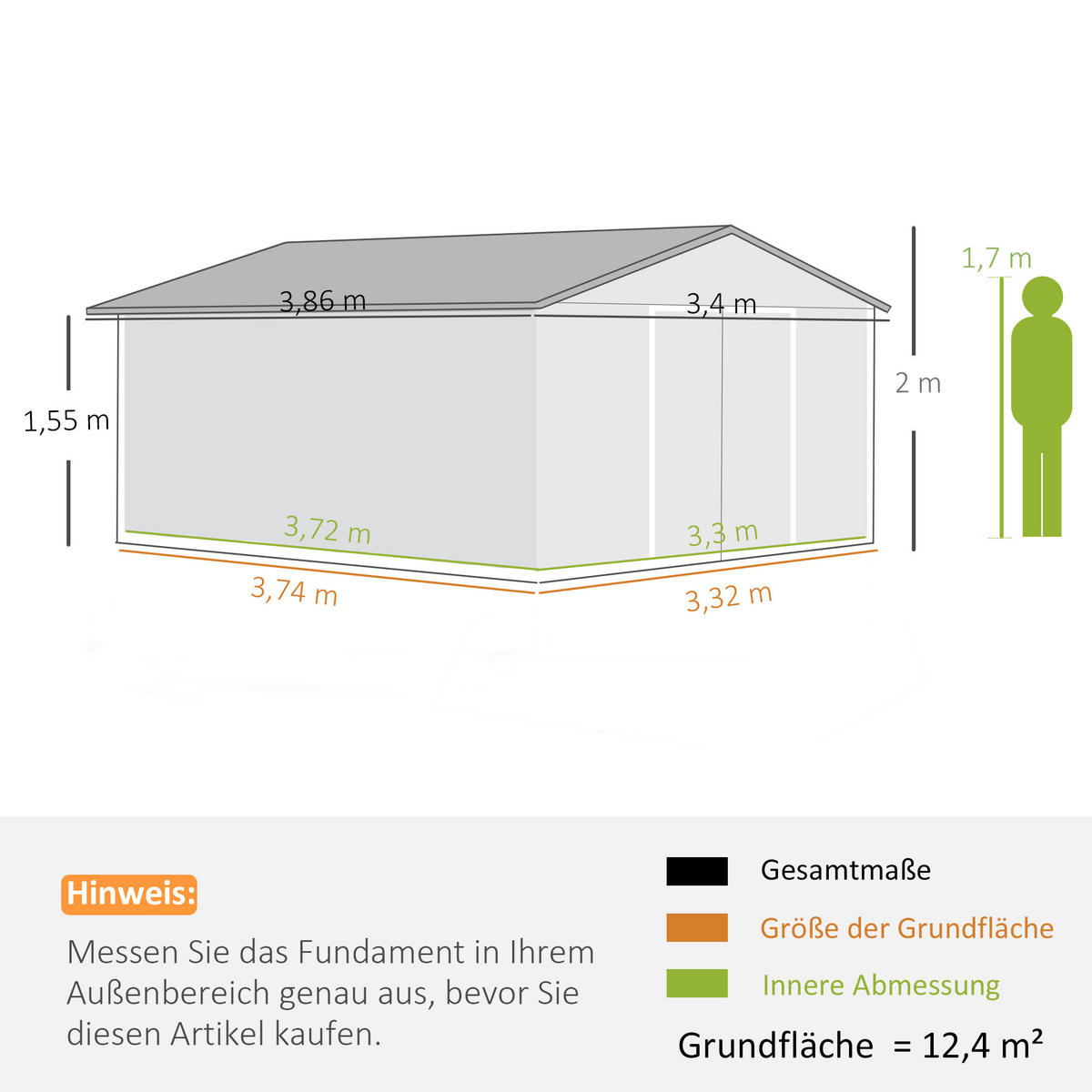 GARTENHAUS Braun 386.0/340.0/200.0cm - Braun, Metall (340/200/386cm)