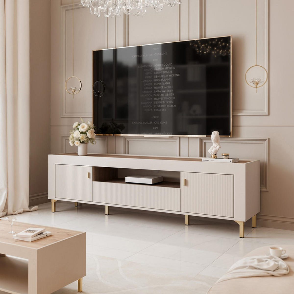 TV-LOWBOARD AVENA stehend, 177 cm Kaschmir/Eiche - Kaschmir, Holzwerkstoff/Kunststoff (177/52/40cm) - Idohome