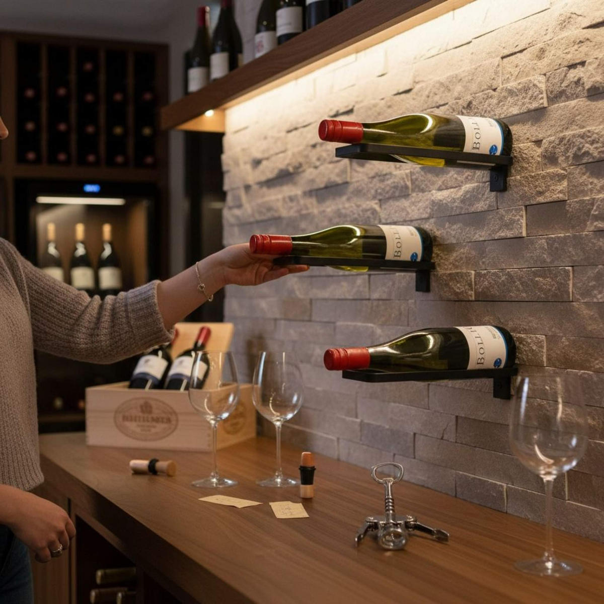 WEINREGAL 3er Set Metall Schwarz 30 cm - Schwarz, Metall (30/9/7cm) - DanDiBo