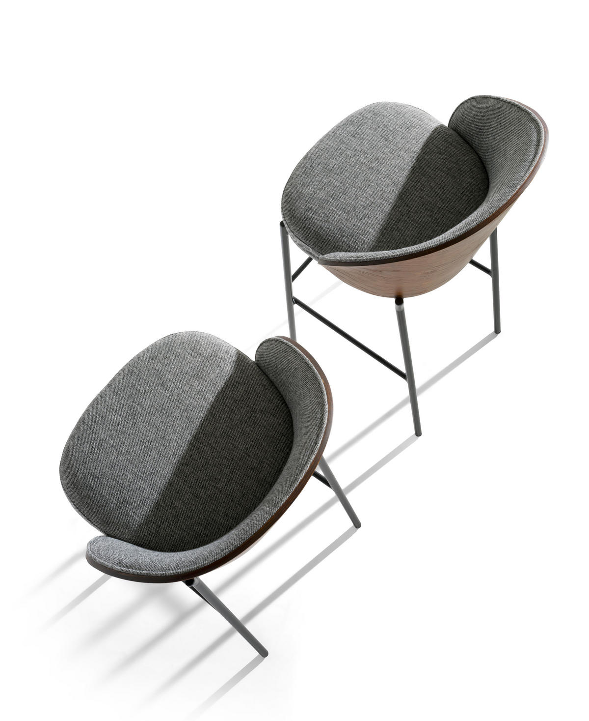 BARHOCKER, Grau, Walnuss, Schwarz 53/ 51/ 89 cm - Walnussfarben/Schwarz, Textil (53/98/51cm) - ANGEL CERDA