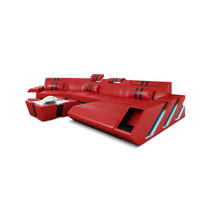 WOHNLANDSCHAFT Apollonia C - Rot, Leder (420/78/190cm) - Sofa Dreams