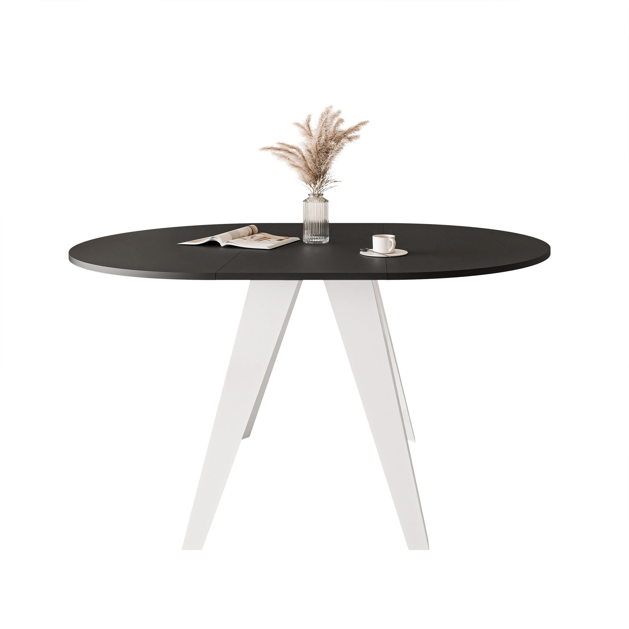 ESSTISCH ausziehbar auf MDF, Schwarz - Schwarz/Weiß, Holzwerkstoff (90/90/76cm) - Idohome