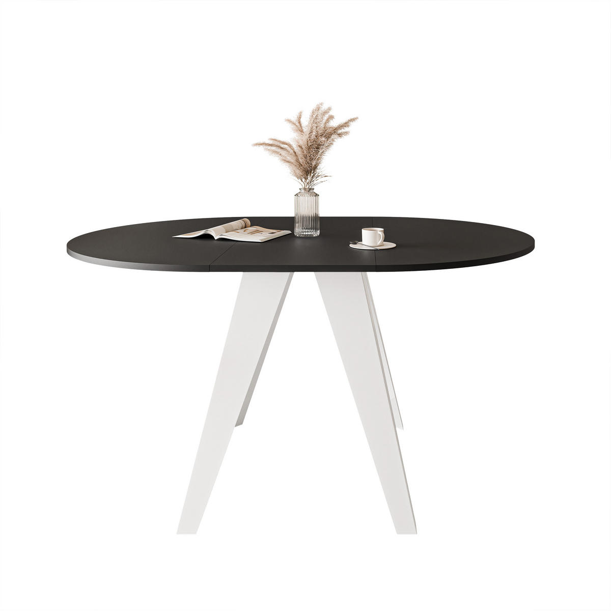 ESSTISCH ausziehbar auf MDF, Schwarz - Schwarz/Weiß, Holzwerkstoff (100/100/76cm) - Idohome