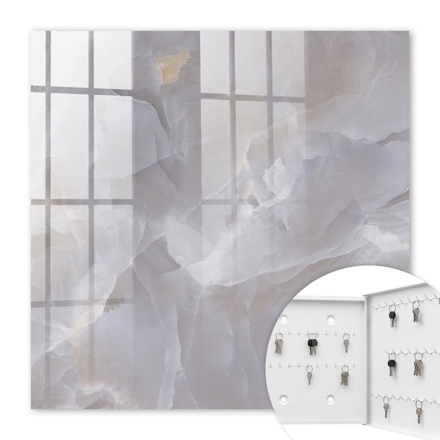 SCHLÜSSELBOX Weiß 30x30 cm – Türöffnung nach rechts - Graue Eleganz - Grau, Metall (30/30/5cm) - TULUP