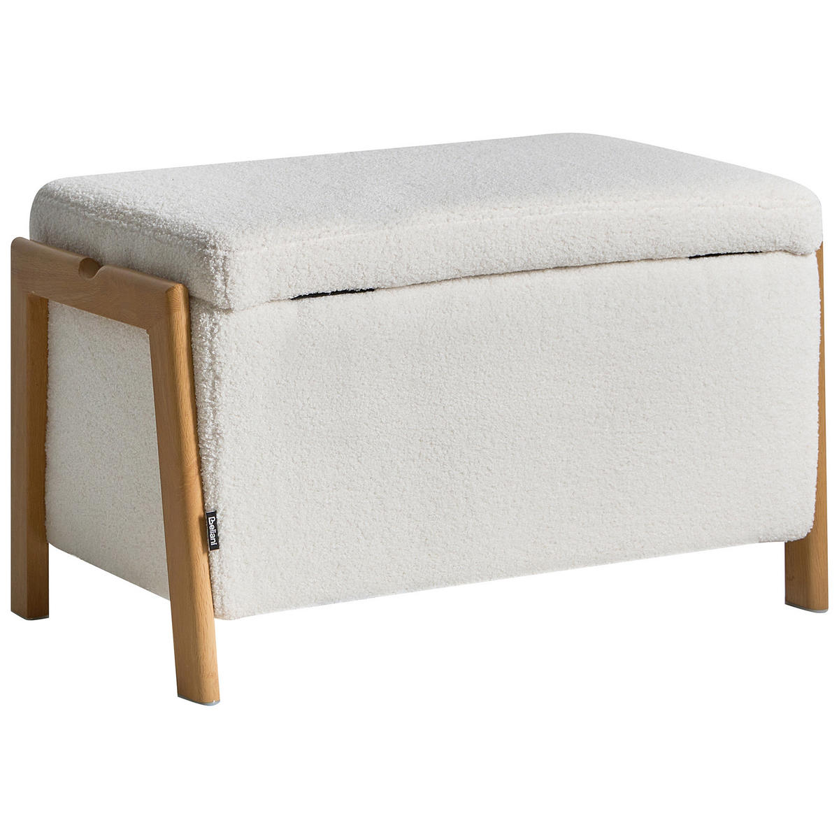 POLSTERBANK mit Stauraum Bouclé Weiß Edland - Weiß/Braun, Textil/Metall (75/44/43cm) - Beliani
