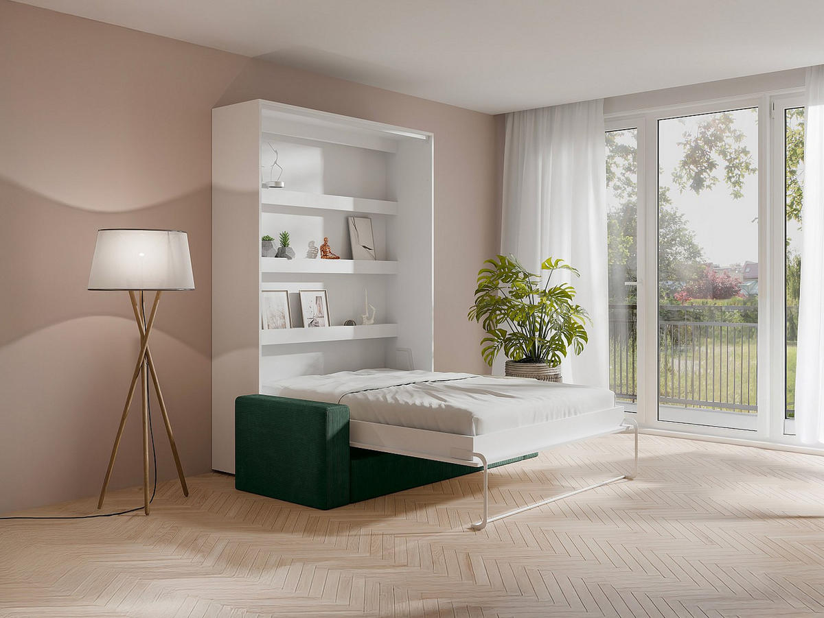 SCHRANKBETT - 2 Personen - holz - weiß Rapili - Weiß, Holz (140/200cm) - Vente-Unique