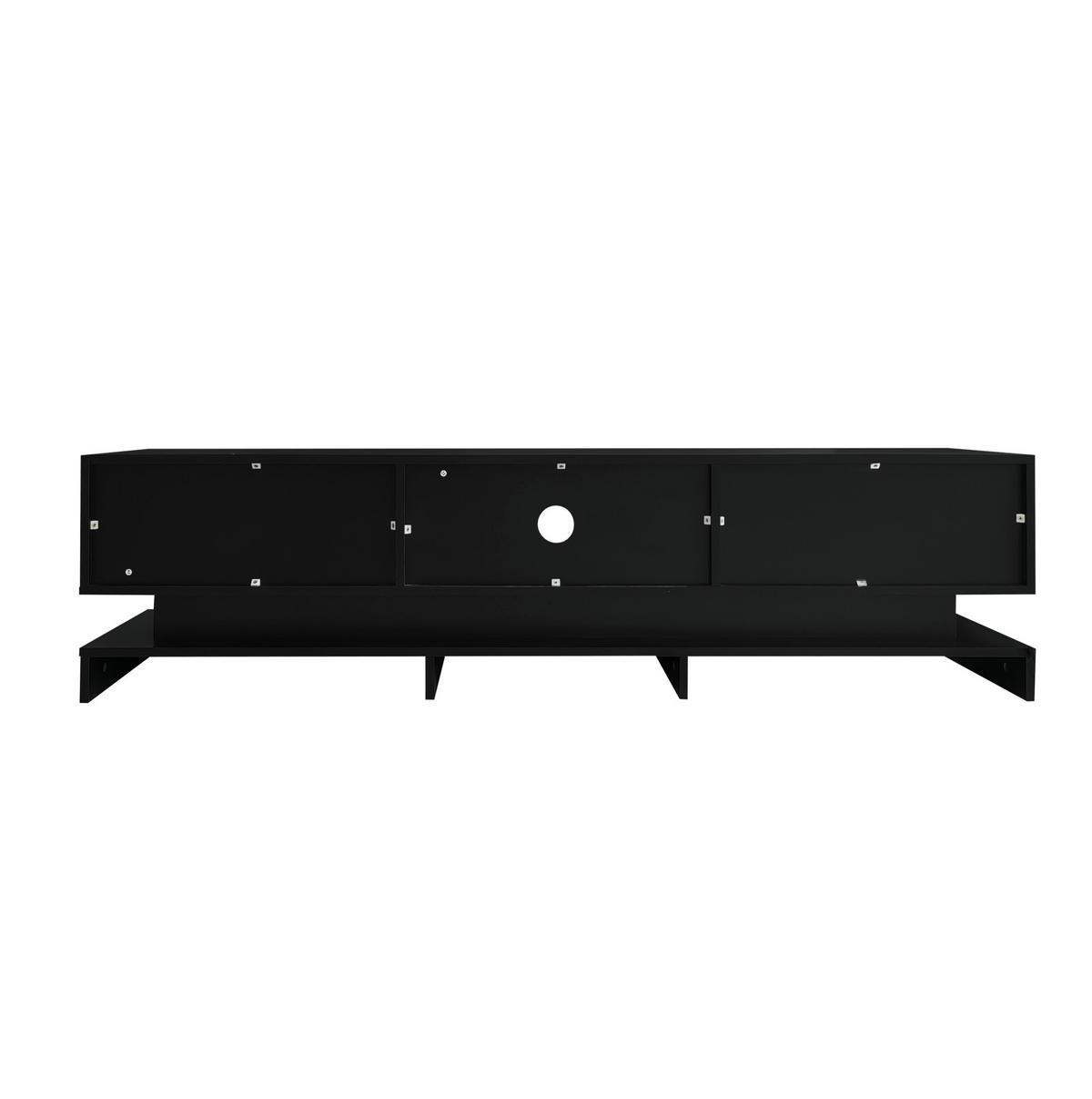 LOWBOARD 160/35/40,5 cm aus Spanplatte mit LED-Beleuchtung und 2 Schubladen Schwarz - Schwarz, Holzwerkstoff (160/40.5/35cm) - Modenvie