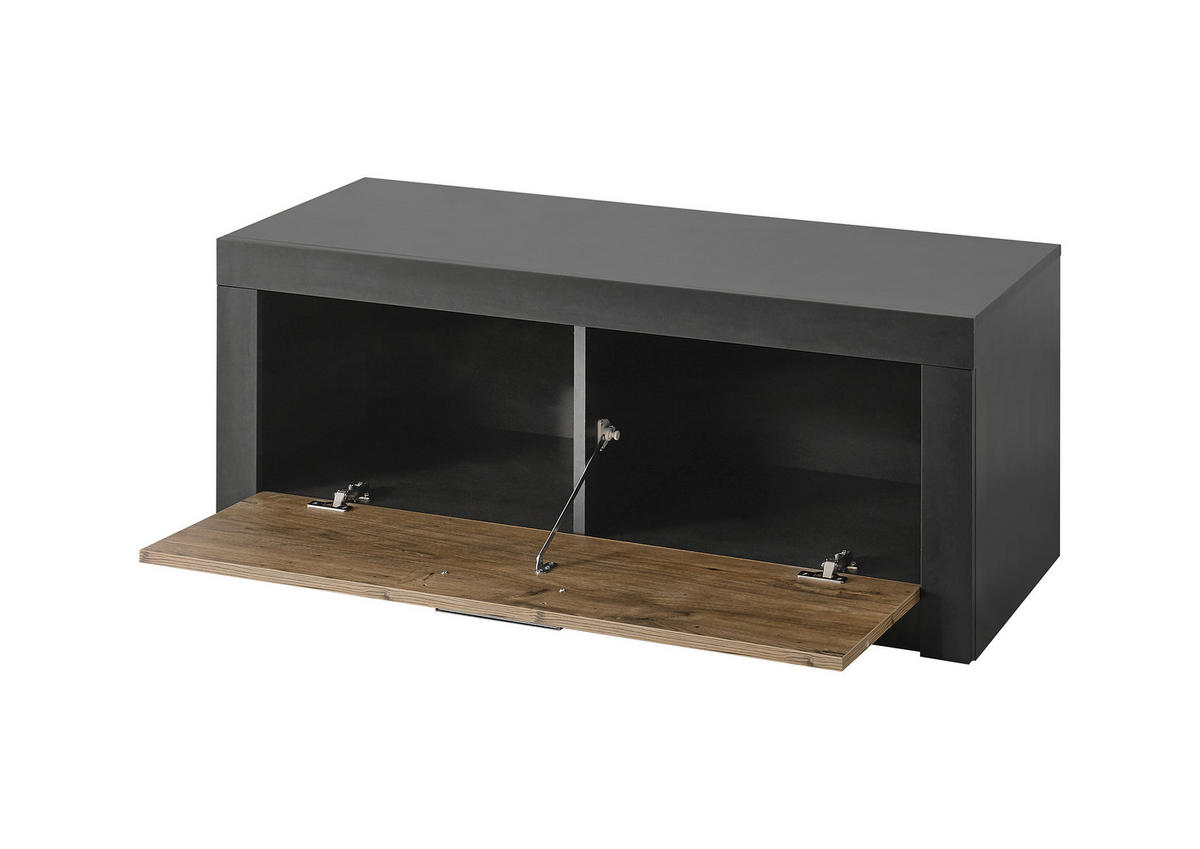 GARDEROBENBANK I11 Kastanie & Fresko 107/43/42 cm breit - Dunkelgrau, Holzwerkstoff (107/43/42cm) - Livojo