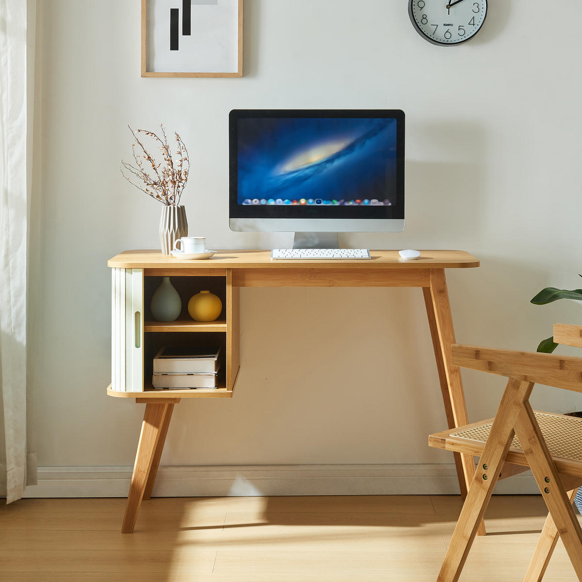 SCHREIBTISCH Tysvær - Creme, Holz/Holzwerkstoff (48/105/75cm) - [en.casa]