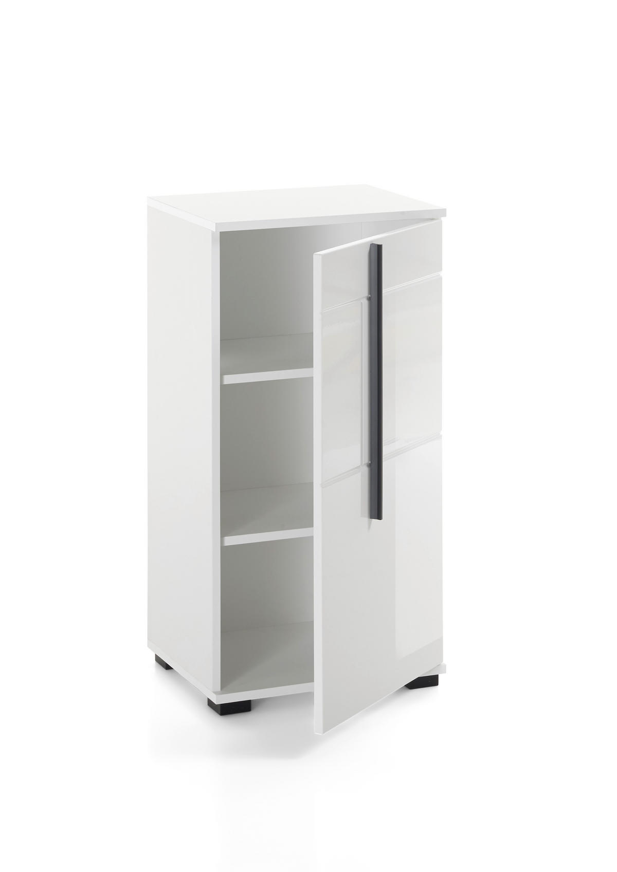 BADSCHRANK M12 Weiß Hochglanz 45/88/35 cm niedrig rechts - Weiß Hochglanz, Holzwerkstoff (45/88/35cm) - Livojo