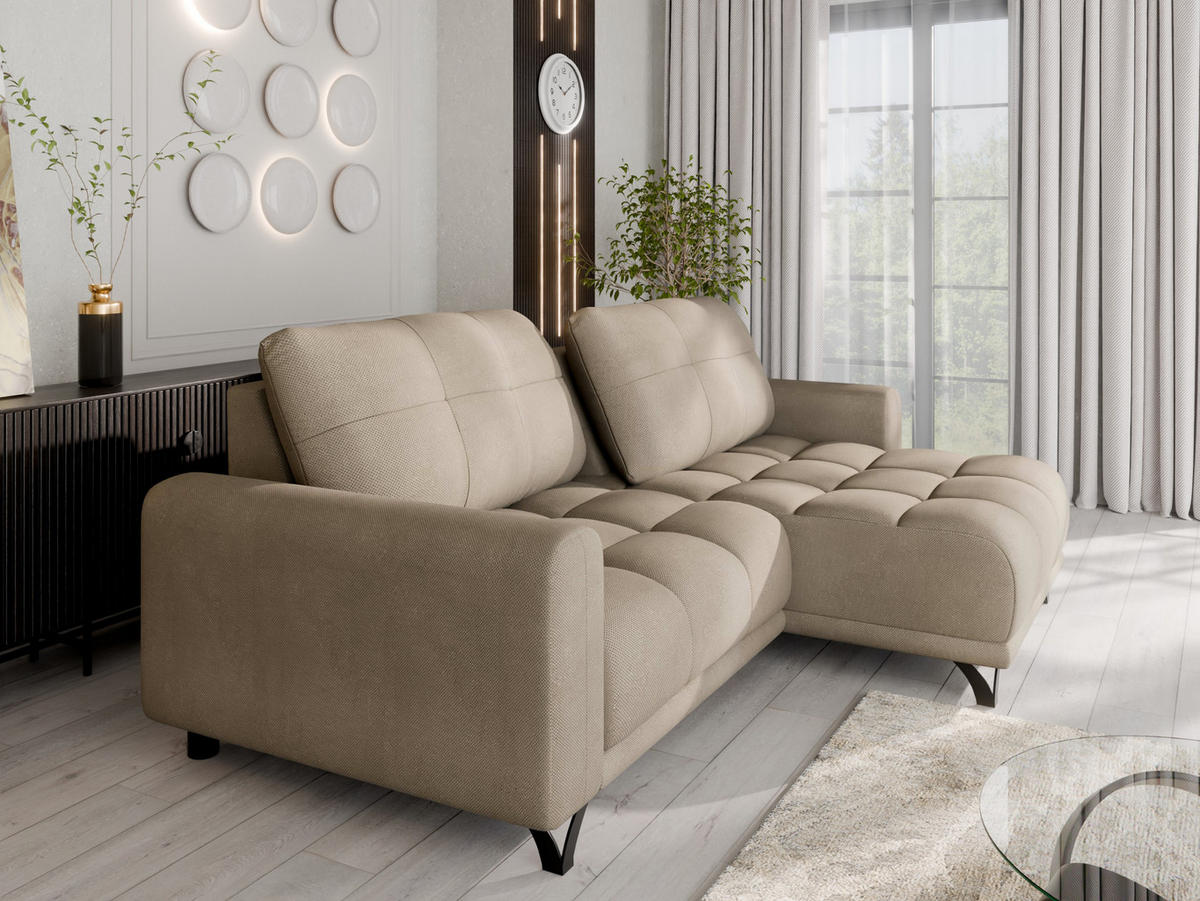 ECKSOFA Ferrino L-Form, Recamiere beidseitig montierbar, Cappucino - Cappuccino, Holz (174/234cm) - Panda Möbel