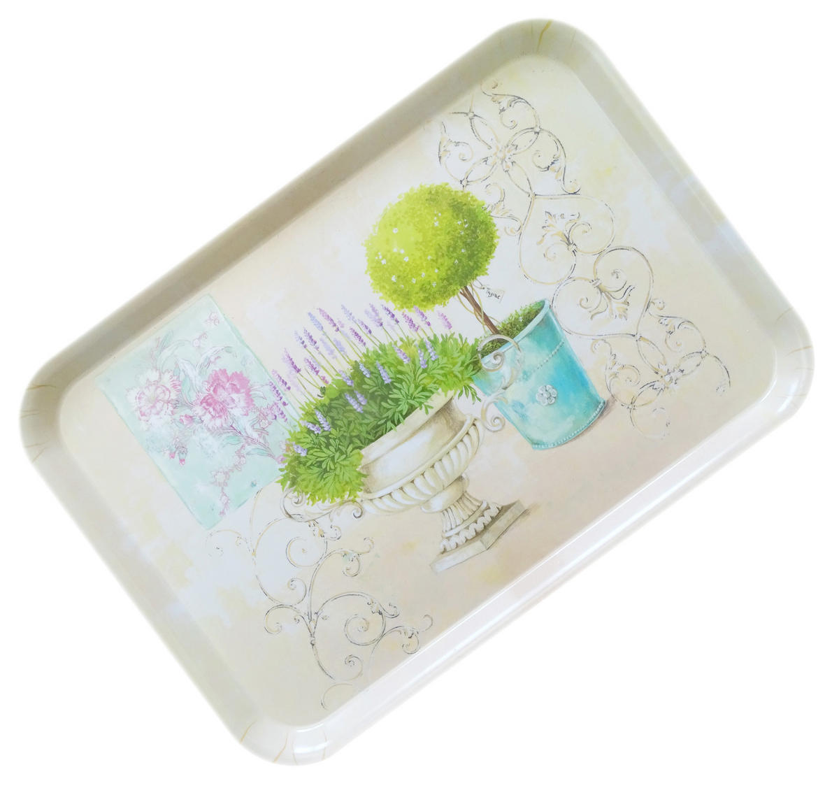 TABLETT Garten, rechteckige Melamin Serviertablett 45x31 cm - Grün, Kunststoff (31/2/45cm) - Lashuma