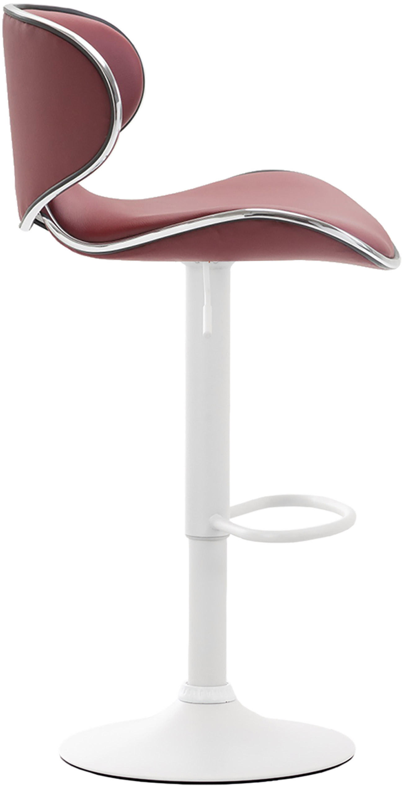 BARHOCKER 2er Set Lederlook bordeauxrot - Bordeaux/Weiß, Textil/Metall (46/88/49cm) - CLP