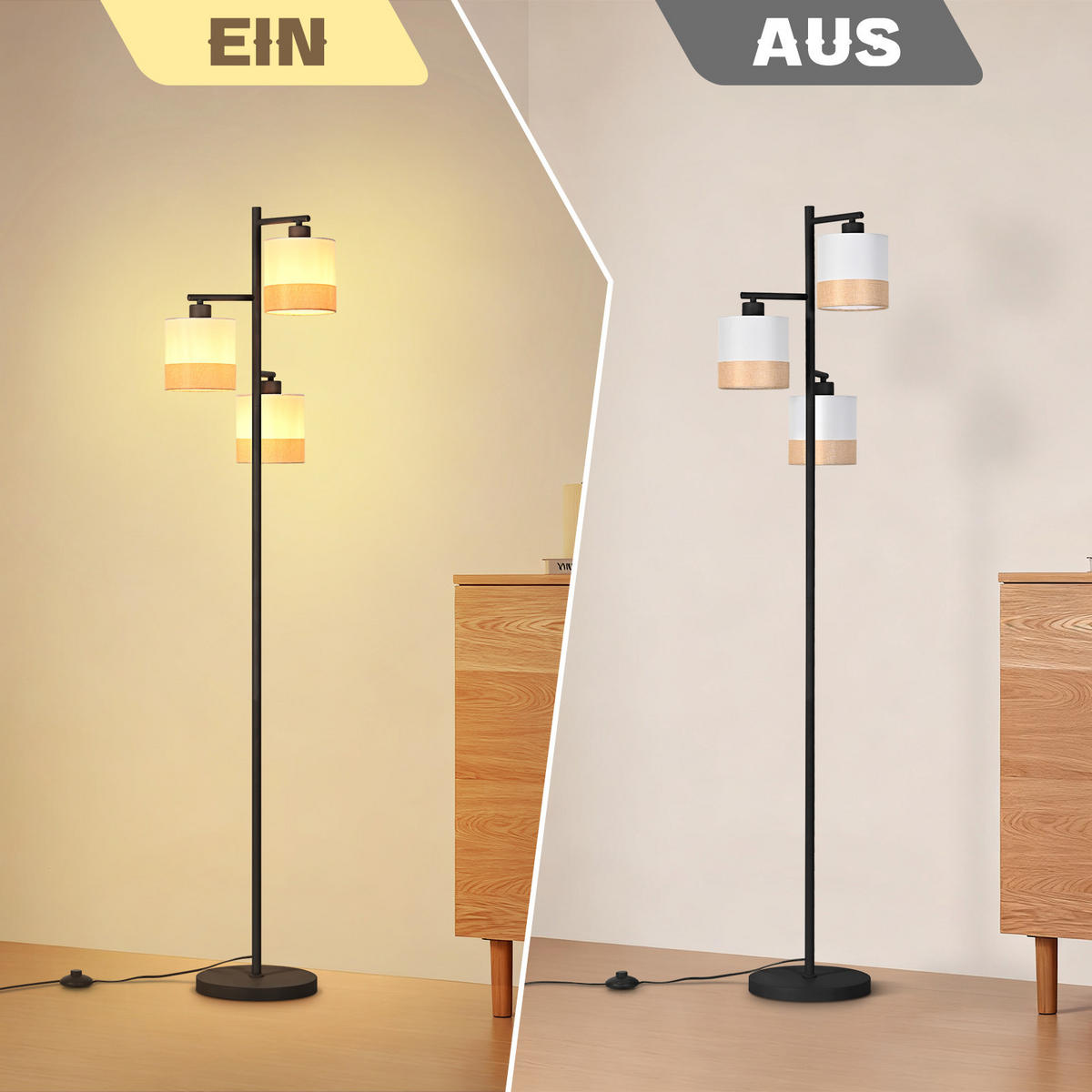 STEHLAMPE Stellume 25/14/158 cm - Weiß, Metall (25/14/158cm) - ZMH