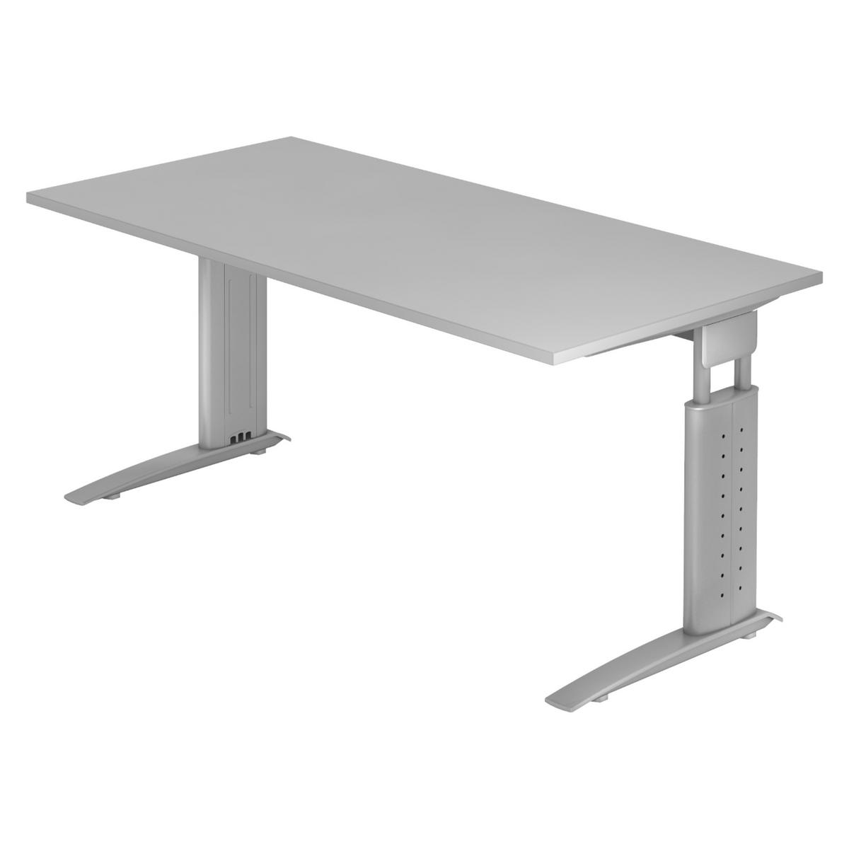 SCHREIBTISCH Serie-U 80/160/74 cm in Grau/Silberfarbengrau - Silberfarben/Grau, Holzwerkstoff (80/160/74cm) - bümö
